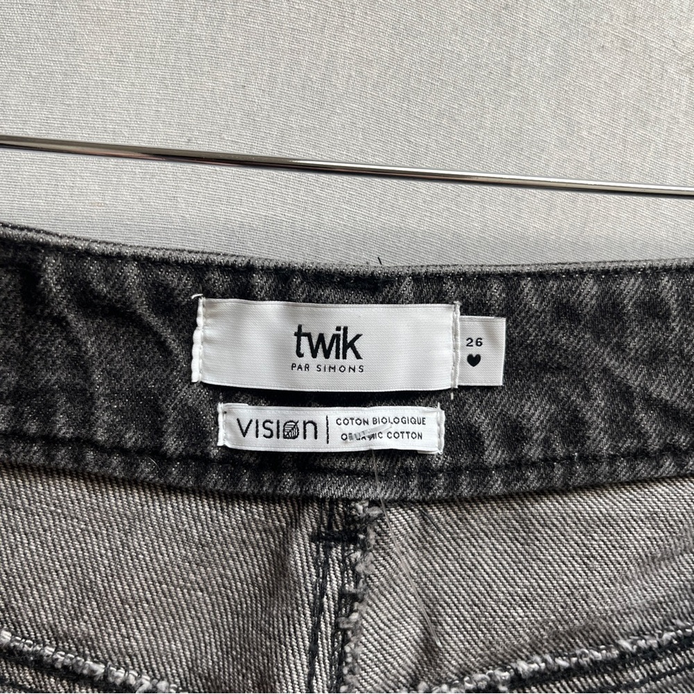 Twik Visions Organic Cotton Coupe Indie Button Fly Gray Denim Jeans Sz 26 - Picture 6 of 11
